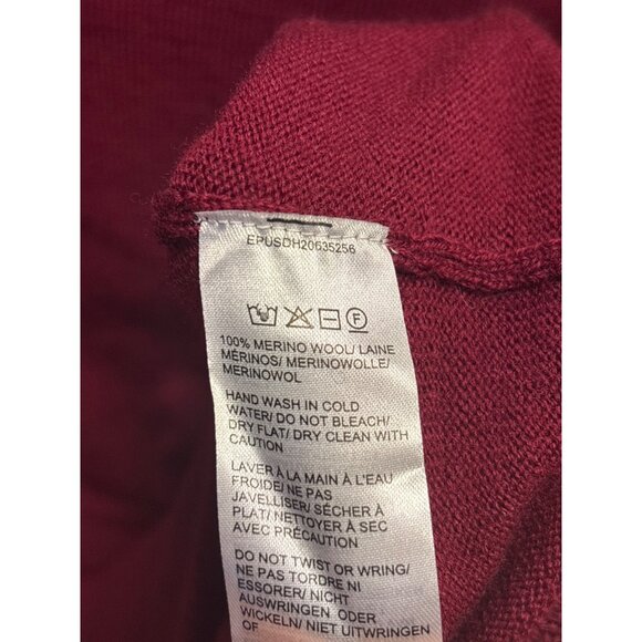 Black Brown 1826 Mens V-Neck Sweater S Merino Wool Burgundy Long Sleeve Made In - Picture 3 of 9